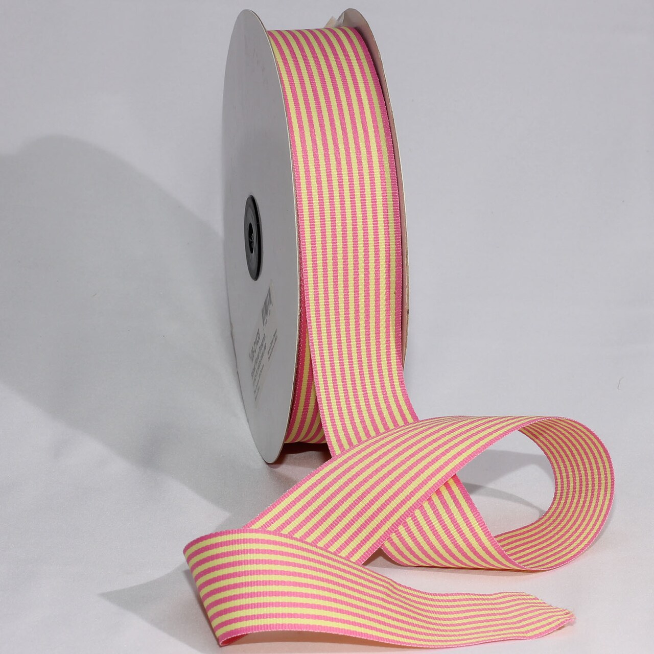The Ribbon People Pink and Yellow Striped Grosgrain Craft Ribbon 1.5" X 55 Yards